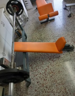 Gimnasio casero completo. Bancos de pesas y rack