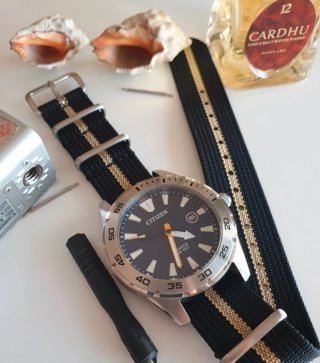 Correa de reloj NATO, balística, vintage, 20 mm