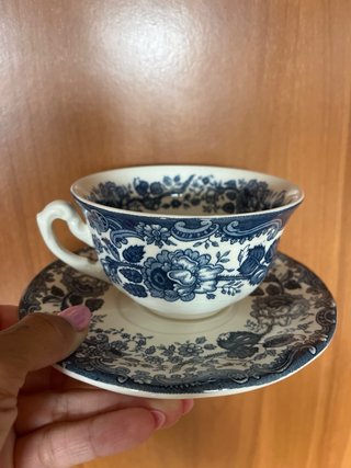 Juego 2 tazas café con platos porcelana