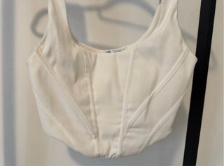 Top Corsé Zara Blanco Roto Talla S