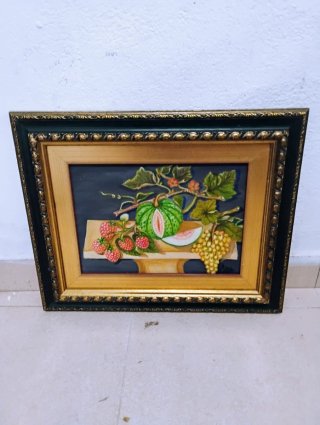Cuadro antiguo bodegón frutas