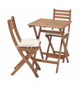 Conjunto balcón plegable Ikea madera