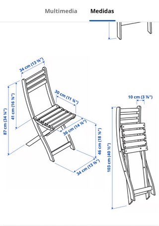 Conjunto balcón plegable Ikea madera