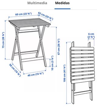 Conjunto balcón plegable Ikea madera