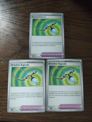 Set 3 Cartas Pokémon Amuleto Sagrado 093/094
