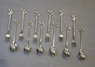Set 12 posate dessert in metallo argentato