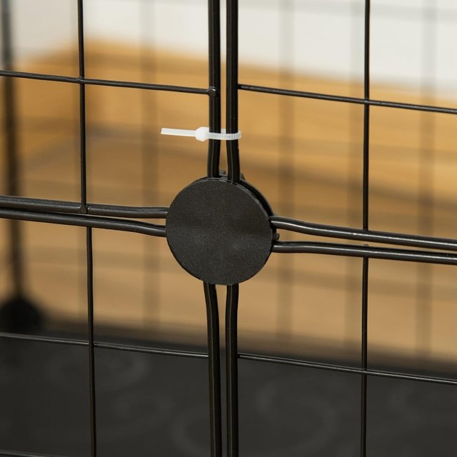 Jaula Modular y Multinivel para Conejos y Cobayas, Recinto para Pequeños Roedores con 3 Puertas y Alambres de Acero, Negro