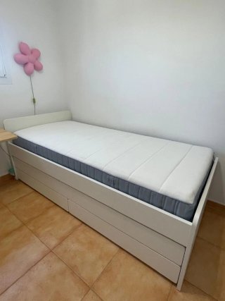 Cama nido SLÄKT blanca 90x200 Y Colchon VESTEROY