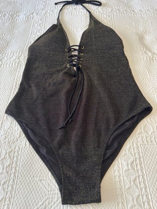 Bañador negro con brillo dorado Talla M
