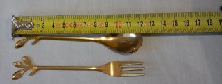 Set 12 posate dessert foglia metallo color oro