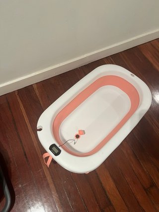Bañera Infantil Plegable Rosa con Termómetro