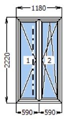 Puerta balconera PVC WDS 2220x1180