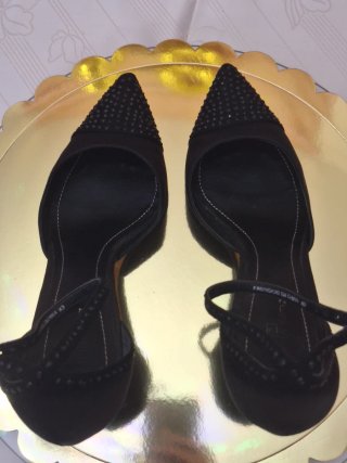 Tacones Gloria Ortiz Negros Brillantes Pedrería