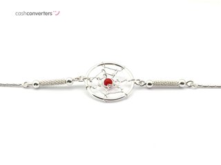 pulsera plata 925mm con piedra con coral