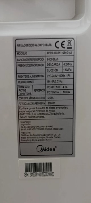 Aire Acondicionado Portátil Midea