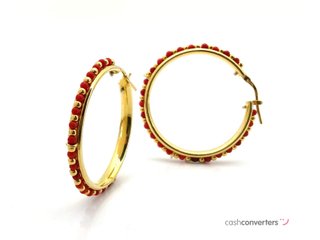 argollas plata 925mm con piedra con coral