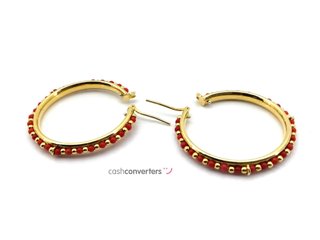 argollas plata 925mm con piedra con coral