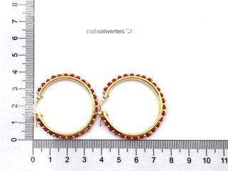 argollas plata 925mm con piedra con coral