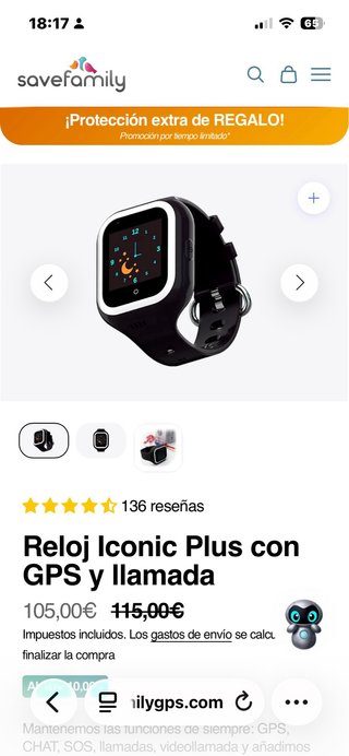 Reloj SaveFamily 4G ICONIC+ Negro