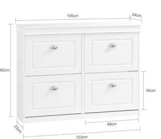 Zapatero 4 puertas MDF blanco