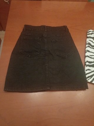 Falda vaquera negra Falda estampado cebra