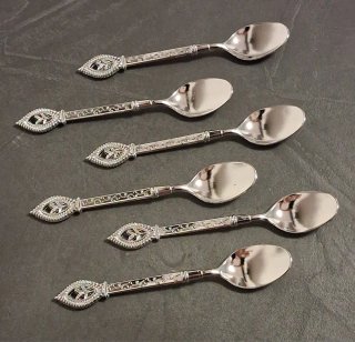 Set 6 cucchiaini decorati in acciaio argentato