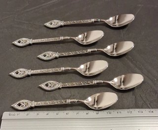 Set 6 cucchiaini decorati in acciaio argentato