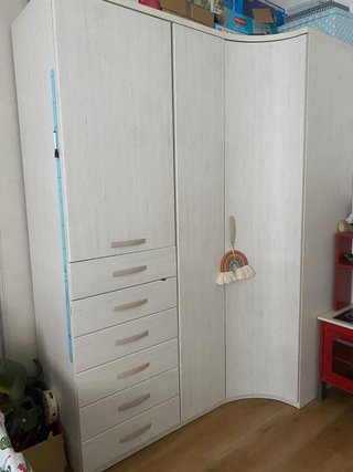 Armario esquinero madera beige/blanco Muebles Rey