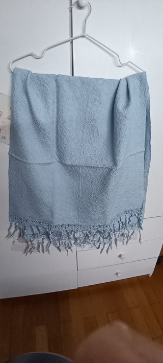 Asciugamano Lino Ricamato Azzurro