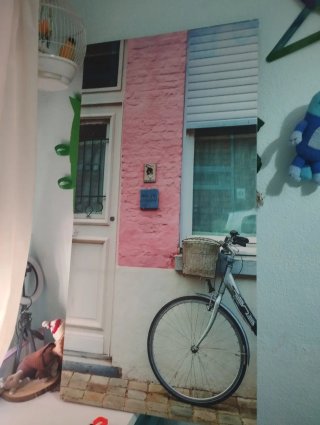 Cuadro Decorativo Fachada Rosa