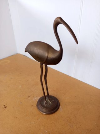 Figura ave Flamenco Grulla Latón antigua