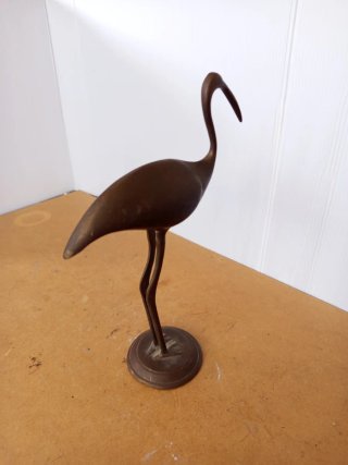 Figura ave Flamenco Grulla Latón antigua