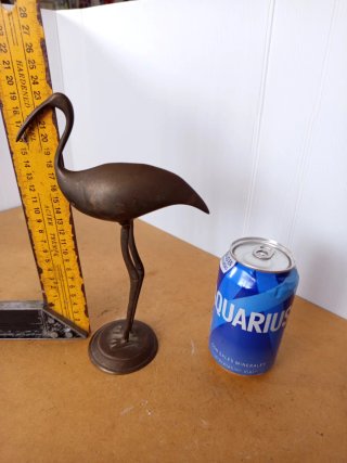 Figura ave Flamenco Grulla Latón antigua