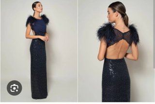 Vestido Rocío Osorno pedrería azul