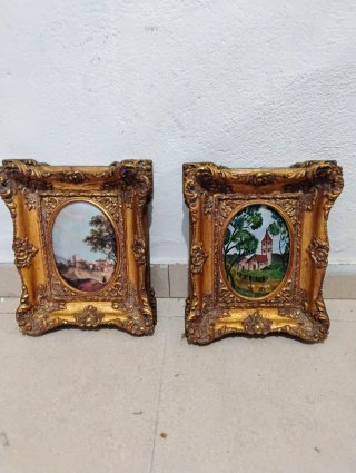 2 Cuadros Antiguos Dorados