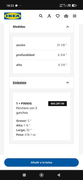 Perchero Ikea Pinnig Negro Metal
