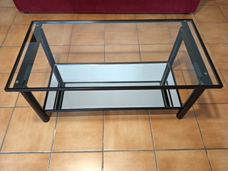 Mesa centro cristal y metal retro