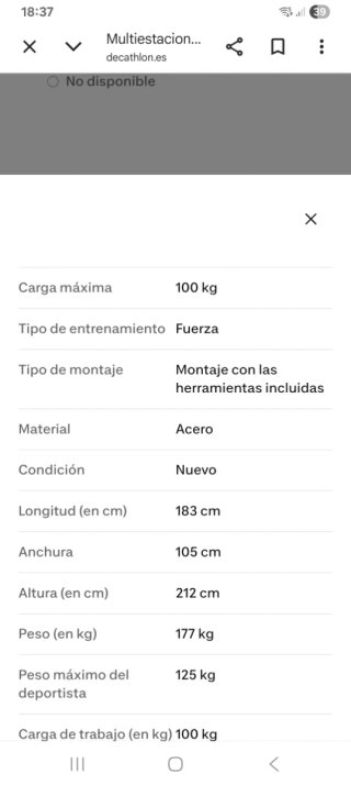 Máquina multiestacion musculación home GYM Adidas.