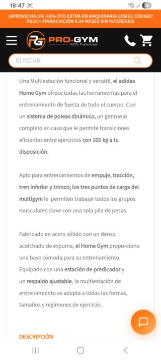 Máquina multiestacion musculación home GYM Adidas.
