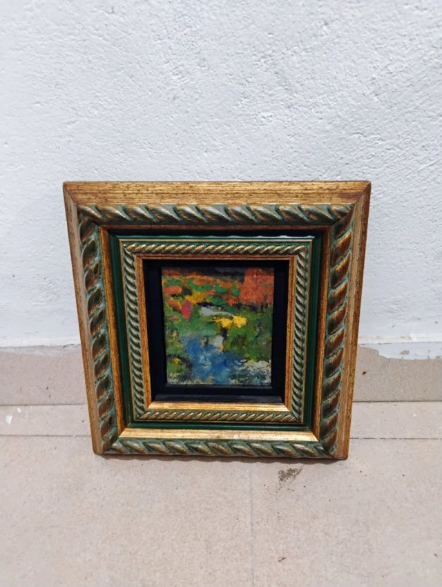 Cuadro antiguo madera y cristal