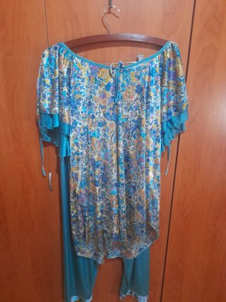Pijama mujer azul y multicolor
