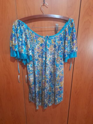 Pijama mujer azul y multicolor