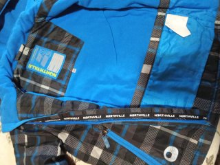 Chaqueta infantil cuadros azul y gris