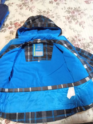 Chaqueta infantil cuadros azul y gris