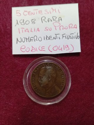 5 Centesimi 1908 Rara Italia Su Prora