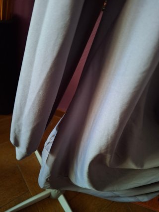Vestido gris manga larga cuello drapeado