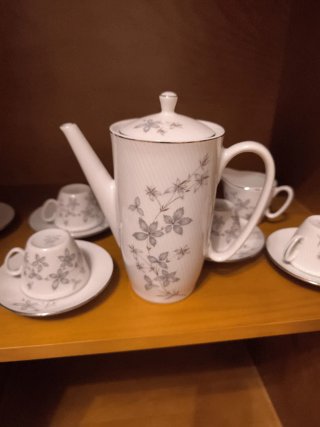 Juego de café de porcelana floral Santa Clara