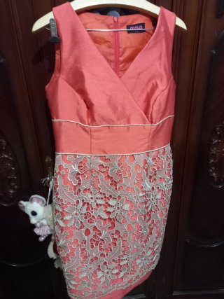 Vestido MSA Talla S Coral Encaje