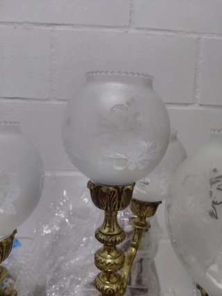 Lámpara Candelabro Latón y Cristal