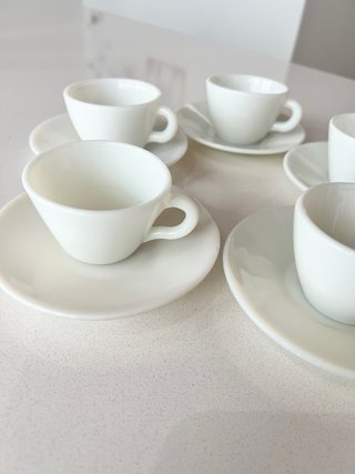 Juego 5 tazas café cristal opalino vintage